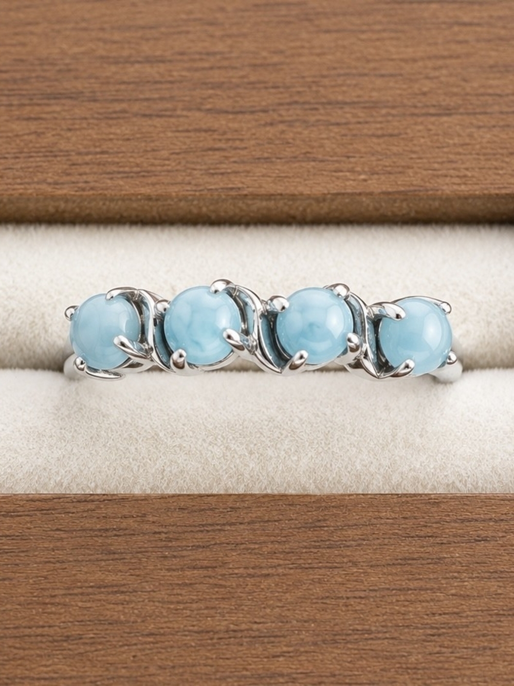 Sterling Silver Blue Gemstone Five-Stone Ring - Picture 1 of 1
